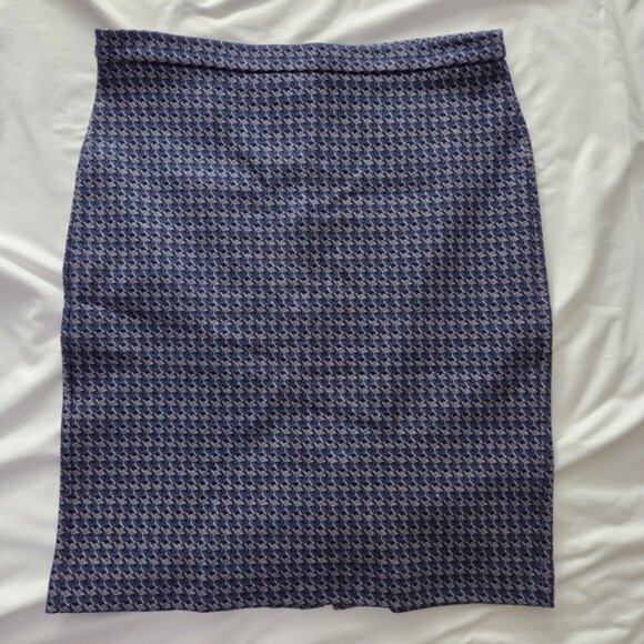 Banana Republic Houndstooth Pencil Skirt | Blue Knit Workwear | 10 Petite - Picture 1 of 10